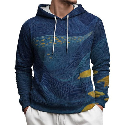MARSVOVO Fashion Casual Mens Hoodies Pullover Drawstring Loose Fit Long Sleeve Plus Size Classic Graphic Comfy Sweatshirt Basic Soft Winter Spring Fall Hoodies with Pocket Simple Blue,S
