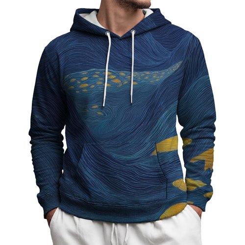MARSVOVO Fashion Casual Mens Hoodies Pullover Drawstring Loose Fit Long Sleeve Plus Size Classic Graphic Comfy Sweatshirt Basic Soft Winter Spring Fall Hoodies with Pocket Simple Blue,S