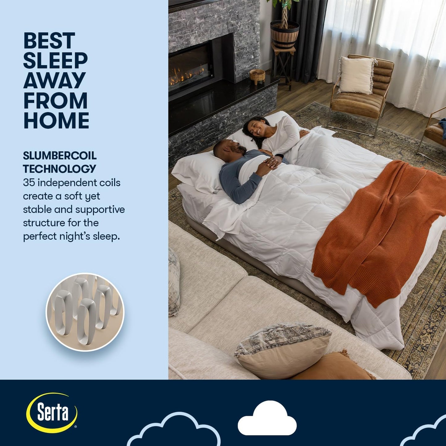 Serta Raised Air Mattress - Luxury Inflatable Design with Never Flat Pump | Heavy Duty Self-Inflating Comfort