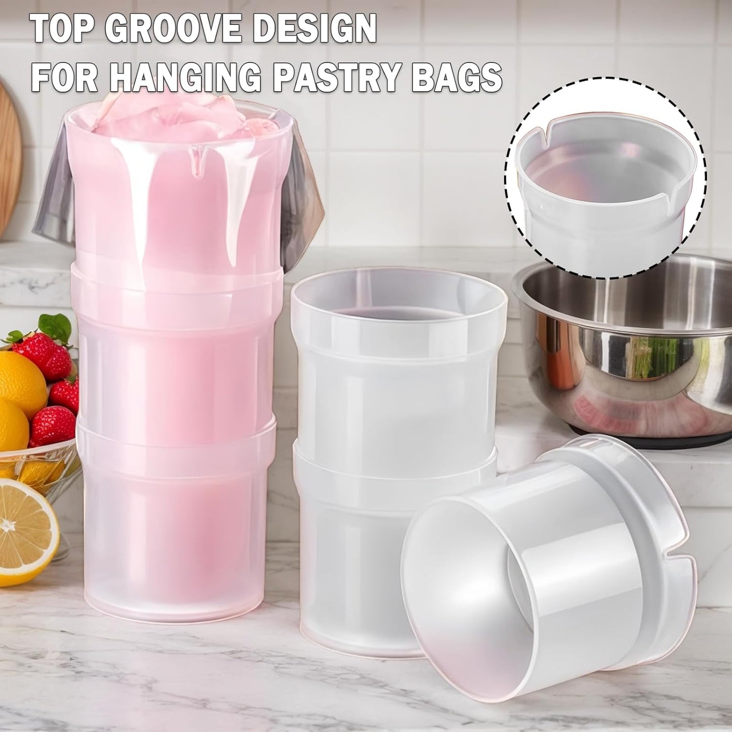 Pastry Piping Bag Holder Stand - Translucent Clear Plastic Cream Icing Rack for Cake Decorating (1 Pc)