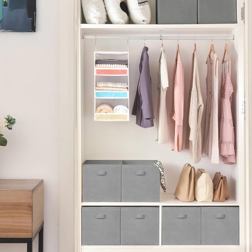 GRANNY SAYS Cube Storage Bins - 13x13 Fabric Organizer Baskets for Shelves | Gray, 6-Pack