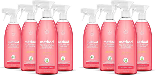 Method All-Purpose Cleaner Spray - Pink Grapefruit Scent | Ideal for Counters & Tiles - 28 Fl Oz (Pack of 8)