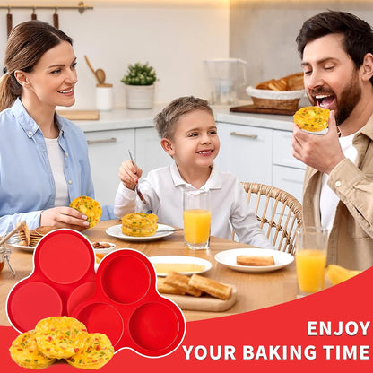 Puyeipt Silicone Egg Molds - 4 Inch Jumbo Round Muffin Pans for Breakfast Sandwiches & Egg Bites