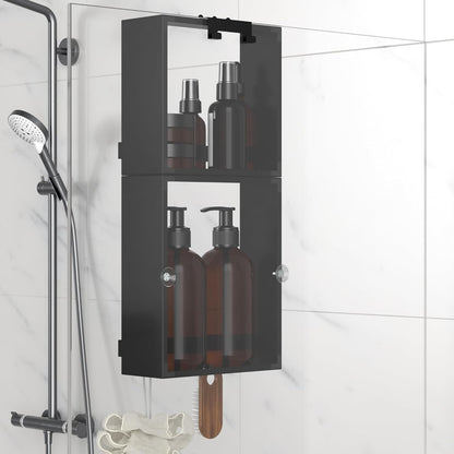 Skiennix Over The Glass Shower Caddy - 2-Tier Rustproof Stainless Steel Organizer | Black with Hooks & Suction Cups