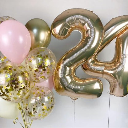 Champagne Gold Foil Balloon Number 4 - 40'' Giant Self-Inflating Helium Balloon for 4th Birthday Celebrations