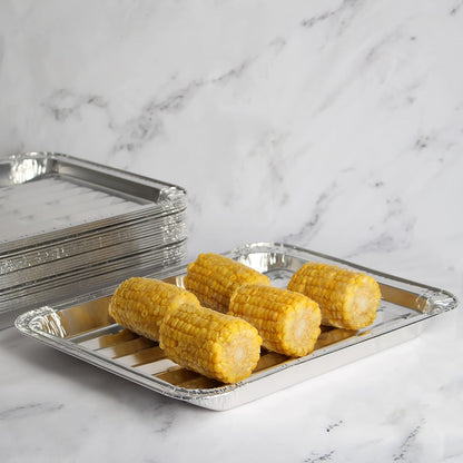 Party Bargains Aluminum Broiler Pans - Heavy-Duty Disposable Grill & Roasting Pans, 12 Pack, Ribbed Bottom for Even Heat