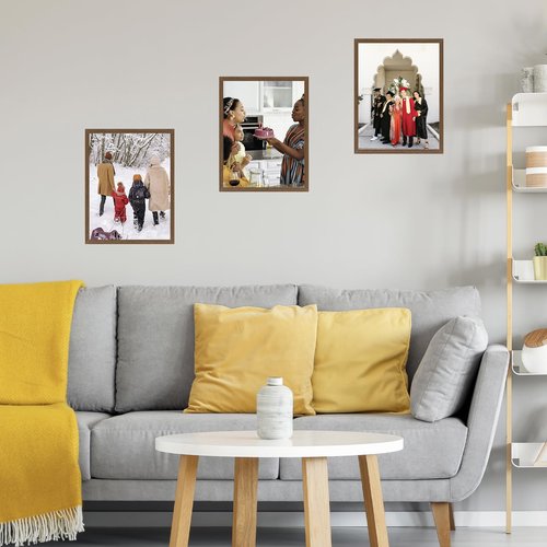 JCJMY 11x16 Picture Frame Brown for Wall Hanging, Wall Mounting Horizontally or Vertically, 11 x 16 Wall Gallery Poster Photo Frame with Shatter Resistant Plexiglass, Brown