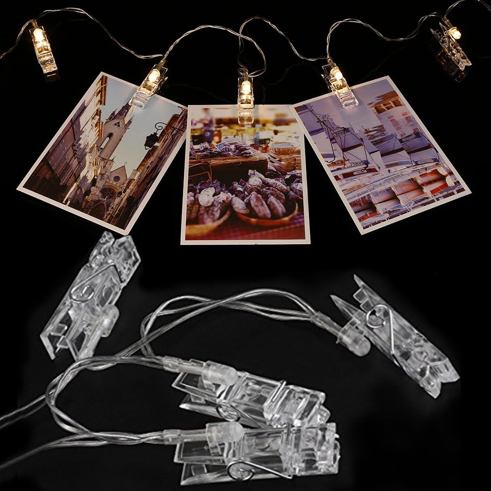 Twinkle Star 10ft Photo Clip String Lights - Battery Operated Fairy Lights for Pictures & Cards | Warm White