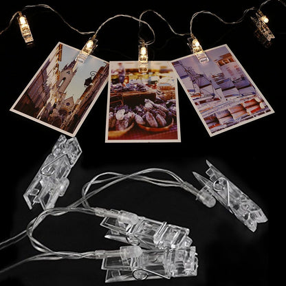 Twinkle Star 10ft Photo Clip String Lights - Battery Operated Fairy Lights for Pictures & Cards | Warm White