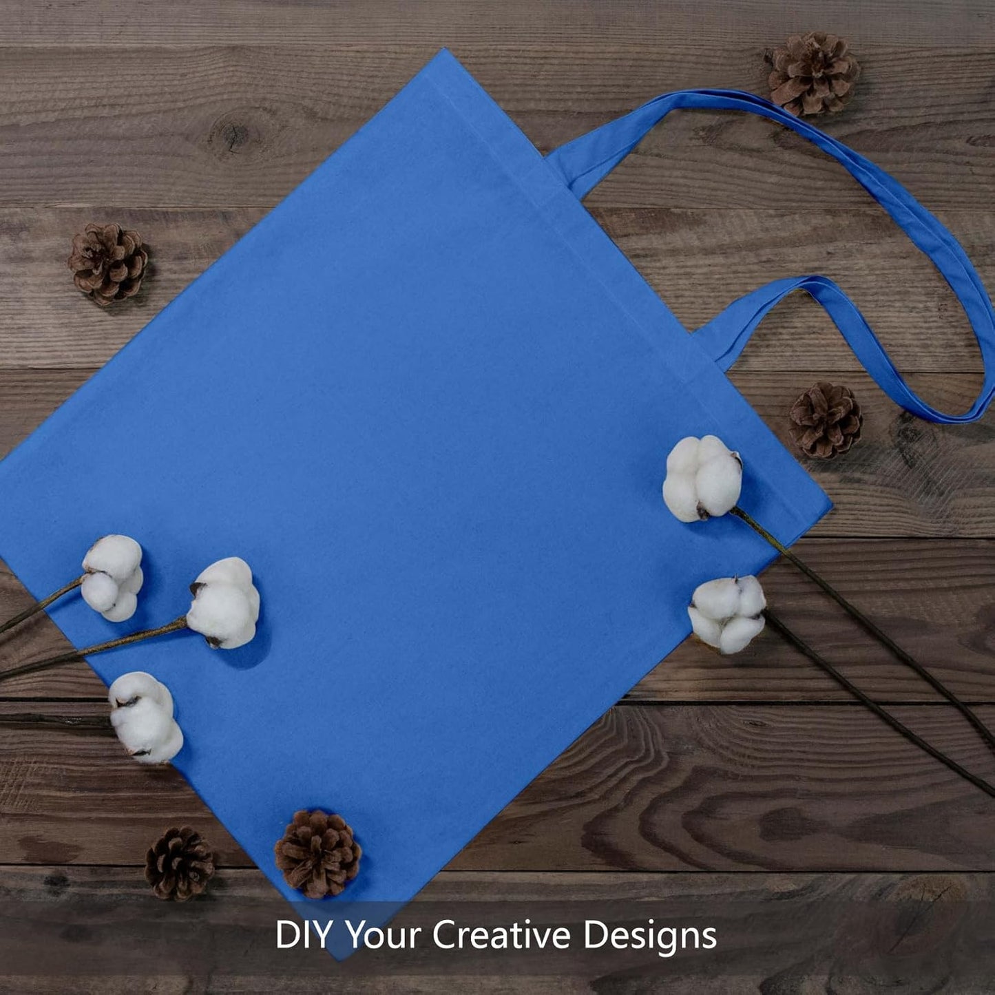 TOPDesign 24-Pack Ocean Blue Cotton Tote Bags - Lightweight Reusable Grocery Bags for DIY & Promotions