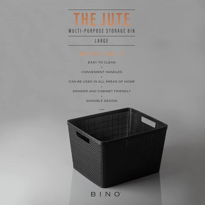 BINO Woven Plastic Basket - Large Black 3-Pack | Stylish Home Organization & Space-Saving Storage