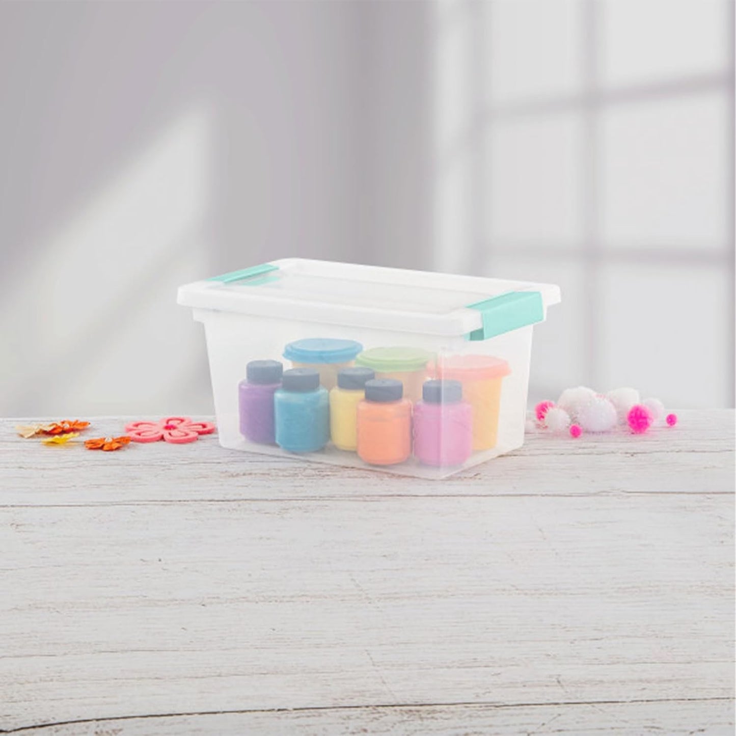 Sterilite Medium Clip Box - Stackable Storage Bin with Latching Lid for Organizing Crafts & Papers | Clear