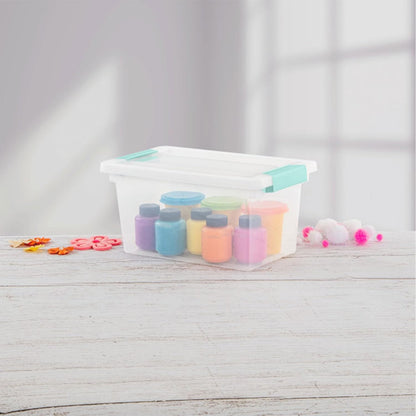 Sterilite Medium Clip Box - Stackable Storage Bin with Latching Lid for Organizing Crafts & Papers | Clear