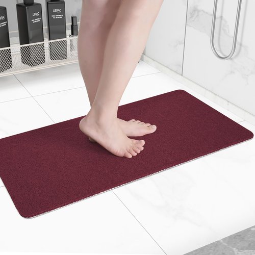 Hargiis Non-Slip Bathtub Mat, Anti Slip Shower Mat, Fast Drying Bathtub Mats, Foot Scrubber Mat, Anti Slip Mat for Tub, Floor, Bathroom, Kitchen, Home, Hotel (Wine Red 32"×17")