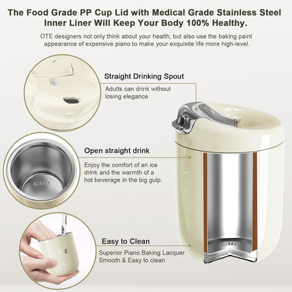 OTE Coffee Cup Travel Mug - 12 OZ Leakproof Insulated Tumbler | Keeps Drinks Hot or Cold, Gray