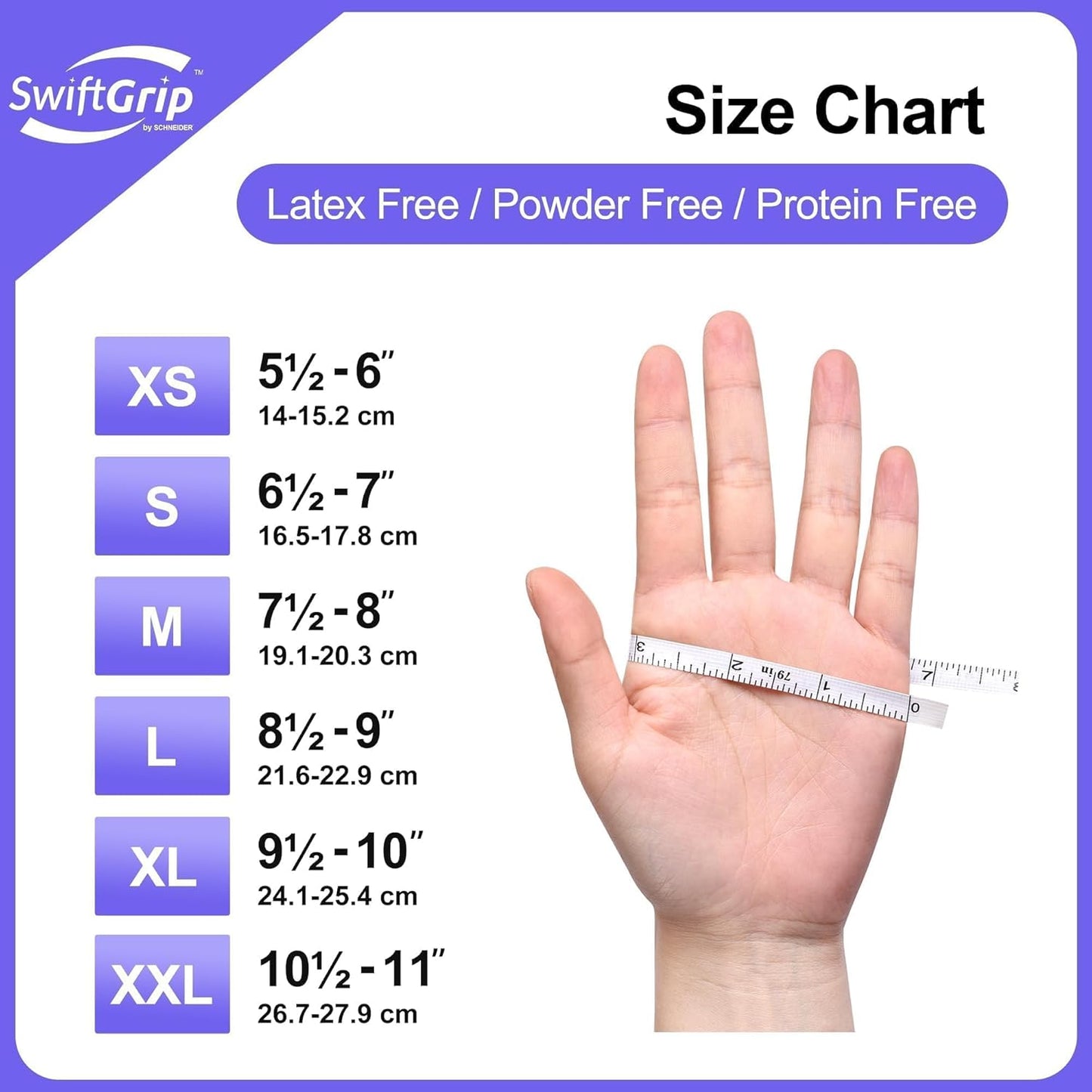 SwiftGrip Disposable Nitrile Exam Gloves - 3mil, Medium, Box of 100 | Violet, Latex-Free, Powder-Free, Food-Safe