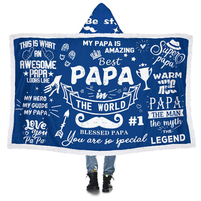 Papa Gifts Sherpa Wearable Blanket Hoodie,Father's Day Gifts,Christmas Birthday Gifts for Papa,Papa Birthday Gifts from Grandkids,Papa Double Blanket from Grandkid,Papa Gift from Grandkid,70.8X47.3