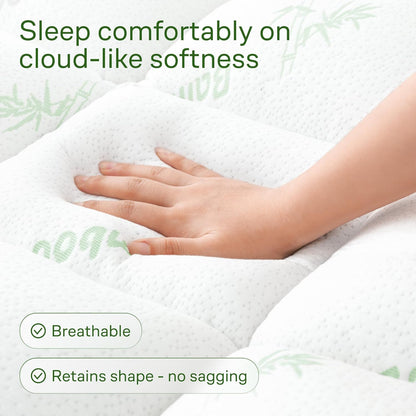Skiennix Ultra Soft Twin Size Mattress Topper - Bamboo Viscose Pillow Top for Full Body Support | Naturally Cooling, Green