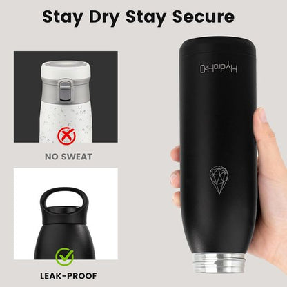 32 oz Insulated Stainless Steel Water Bottle, Double Wall Stainless Steel with Handle, BPA-Free, Keeps Cold 24H & Hot 12H, Durable Sports Thermos for Yoga, Hiking, Gym, Office, Black