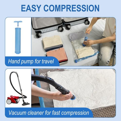 Fygrip Vacuum Storage Bags with Hand Pump, Plastic Packaging Bags, 80% Space Saver Vacuum Seal Bags for Clothing, Travel Lugggage, Blankets, Comforters, 20 Combo