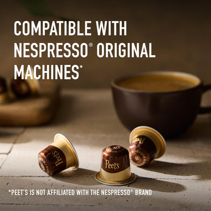 Peet's Coffee Medium Roast Espresso Capsules - 100% Arabica, Intensity 9, 50 Count (5 Boxes of 10)