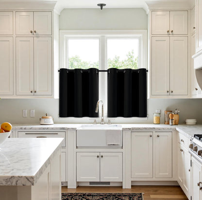 MIULEE Short Blackout Curtains - Thermal Insulated Half Window Drapes for Kitchen & Bedroom | 40x36 Inch, 2 Panels