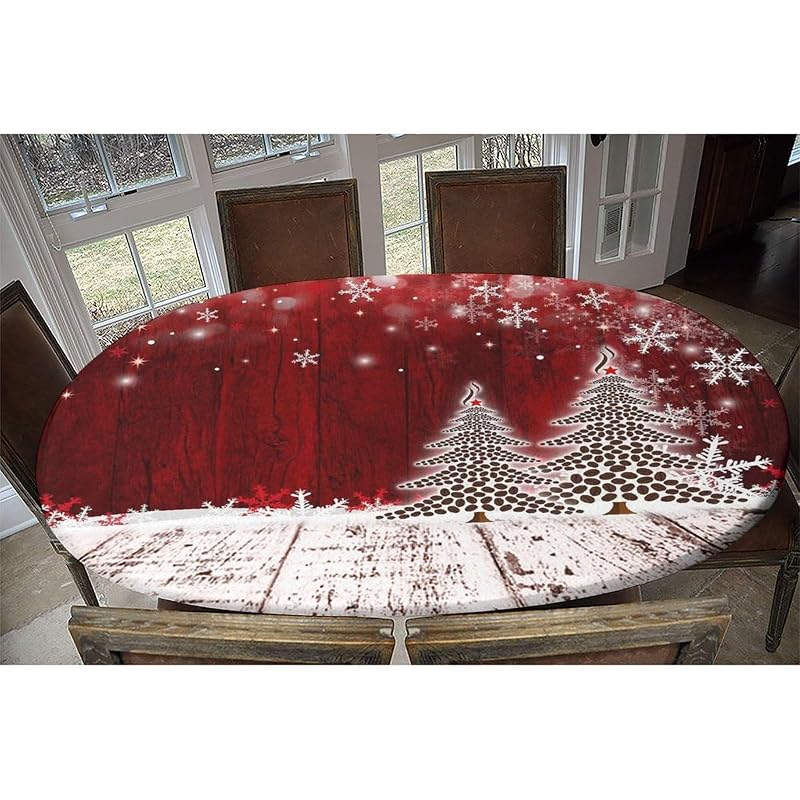 Personalized Oval Tablecloth 36x60 with Photo – Custom Fitted 60"x36" Table Cover (Christmas Tree + 60x36)