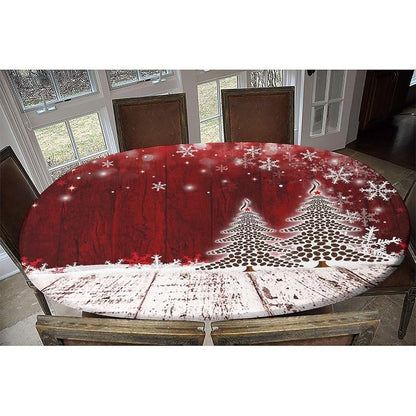 Personalized Oval Tablecloth 36x60 with Photo – Custom Fitted 60"x36" Table Cover (Christmas Tree + 60x36)