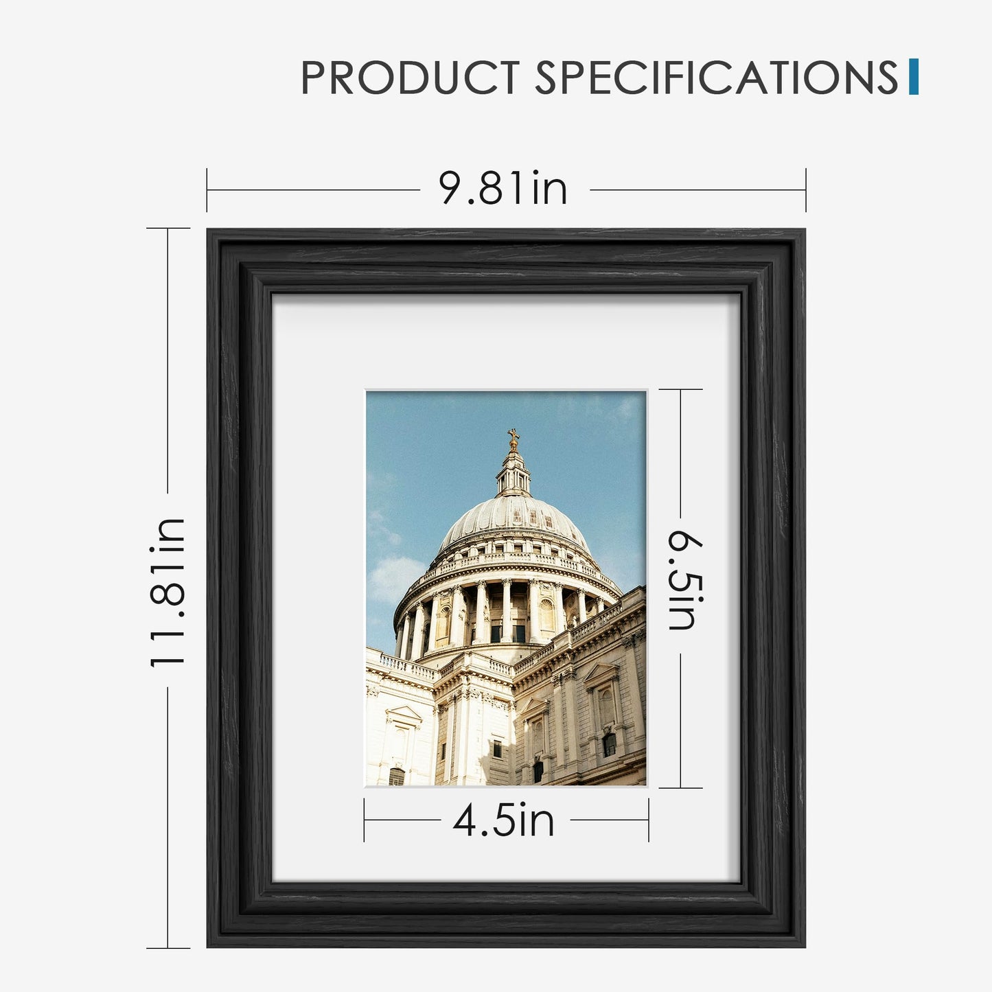 PEALSN 8x10 Picture Frame Set of 6, Display Pictures 5 x 7 with Mat or 8 x 10 without Mat, Wall Gallery Photo Frames for Wall Mounting or Tabletop Display, Black Woodgrain
