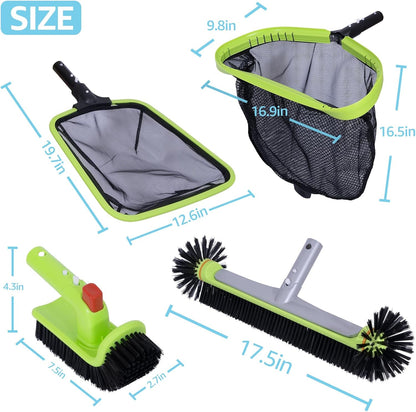 Sepetrel Deluxe Swimming Pool Cleaning Kit - Professional Leaf Skimmer, Fine Mesh Net & 17.5" Brush Head