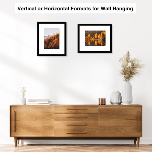 8x10 Black Picture Frame by [Brand Name] - Versatile Wall Hanging & Tabletop Display with 5x7 Mat