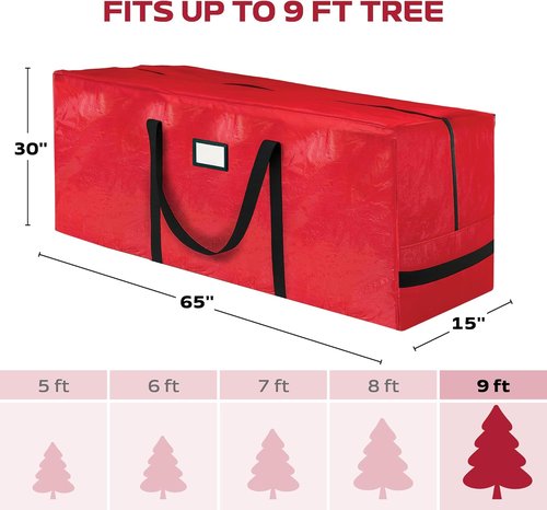 Large Christmas Tree Storage Bag | 9 Ft Heavy-Duty Waterproof Bag with Reinforced Handles & Full-Length Zipper