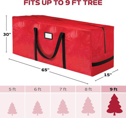 Large Christmas Tree Storage Bag | 9 Ft Heavy-Duty Waterproof Bag with Reinforced Handles & Full-Length Zipper