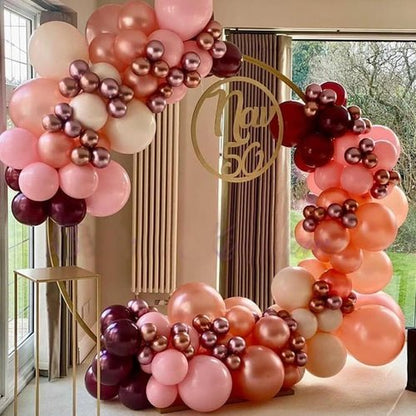 **Burgundy Red & Pink Balloons - 60 Pack 12in Latex & Confetti Balloons for Birthday & Wedding Decor**