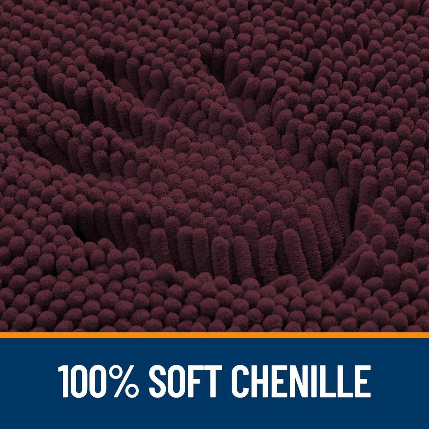 OLANLY Bathroom Runner Rugs - Soft Absorbent Chenille | Quick-Dry Rubber Backing, 44x24, Black Cherry