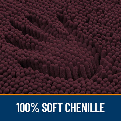 OLANLY Bathroom Runner Rugs - Soft Absorbent Chenille | Quick-Dry Rubber Backing, 44x24, Black Cherry