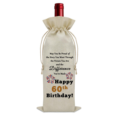 Sazuwu Happy 60th Birthday Gifts for Mom Dad Wine Bag Gifts for Women Turning 60 Years Old Inspirational Birthday Quotes Wine Accessories Gifts for Wine Lovers Turning 60 Gifts Born in 1964 Gifts