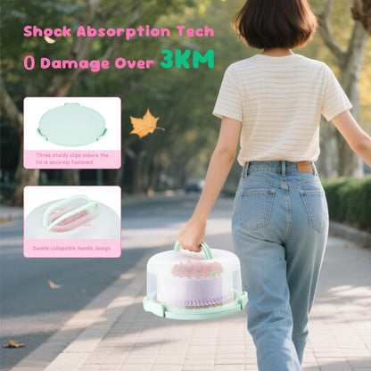 Skiennix Cake Carrier - BPA-Free 10-Inch Round Cake Holder with Lid & Handle | Includes 10 Golden Cake Boards & Insulated Bag