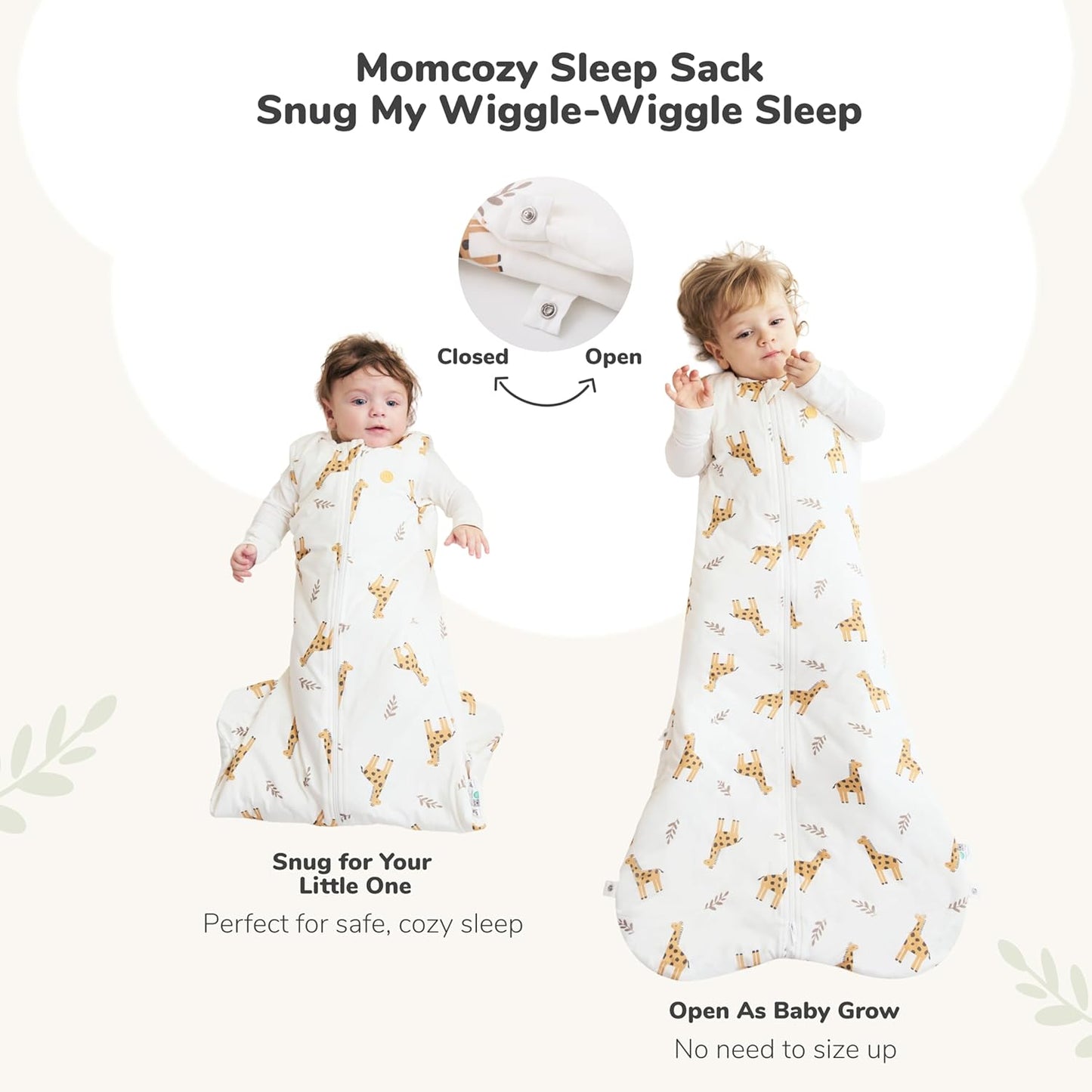 Momcozy Baby Sleep Sack - 1.5 TOG Wearable Blanket with Plush Filling & Two-Way Zipper | Small Giraffe