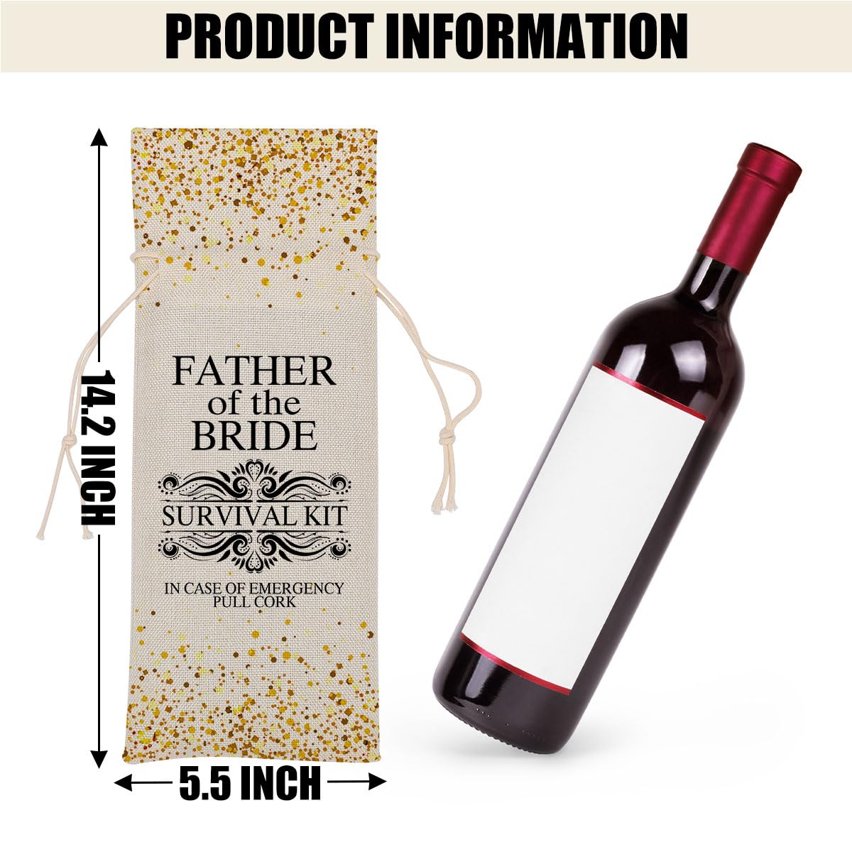 Father of the Bride Wedding Wine Bag Bridal Shower Gifts Bachelorette Gifts for Bride Fiance Gifts for Women Her Friend Lady Bestie Bachelorette Party Wine Bags