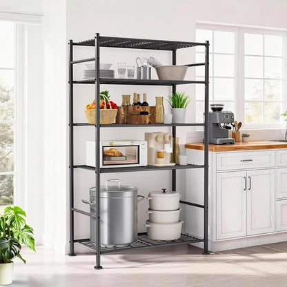BolDuck 5-Tier Metal Shelf Organizer - Adjustable Space-Saving Storage Rack for Garage, Closet, Kitchen | 33.07”Wx12.6”Dx72.04”H, Black