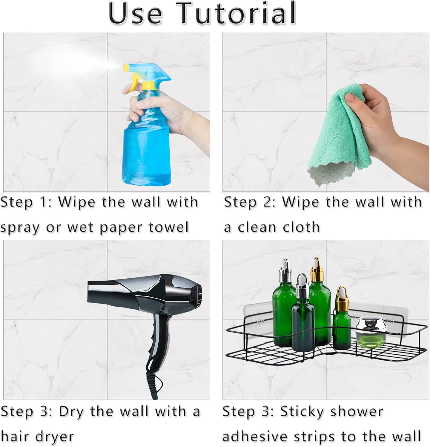 Skiennix Shower Caddy Adhesive | Strong Transparent No-Drill Replacement Pads - 2 Pack for Bathroom & Kitchen Storage