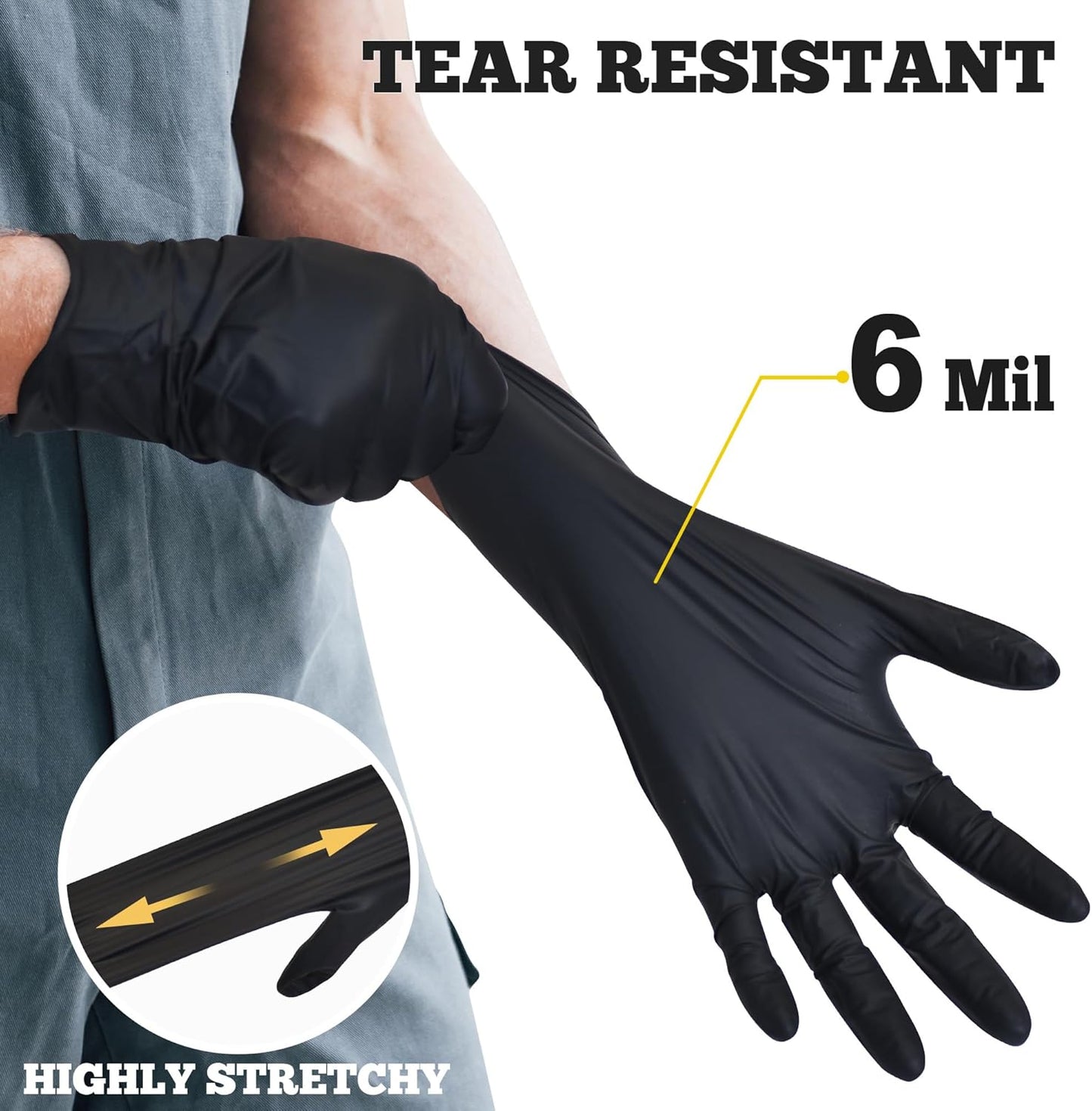 TitanFlex Disposable Nitrile Exam Gloves - 6-Mil Heavy Duty, Black, Latex-Free & Food Safe