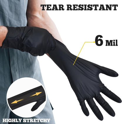 TitanFlex Disposable Nitrile Exam Gloves - 6-Mil Heavy Duty, Black, Latex-Free & Food Safe