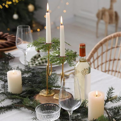 Canlierr Christmas Pine Taper Candle Rings - 12 Pack Mini Wreaths for Holiday Table Centerpieces | 1.38 Inch