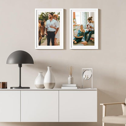upsimples 13x19 Picture Frame, Display Pictures 11x17 with Mat or 13 x 19 Without, Wall Hanging Poster Frames, White, 1 Pack