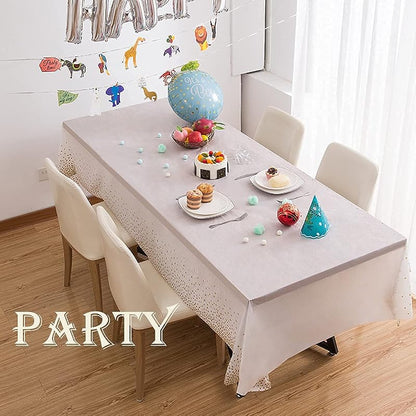 2 Pack White and Gold Disposable Tablecloths, 54 x 108 in – Rectangular Party Covers (Variation: White+2 Pack)