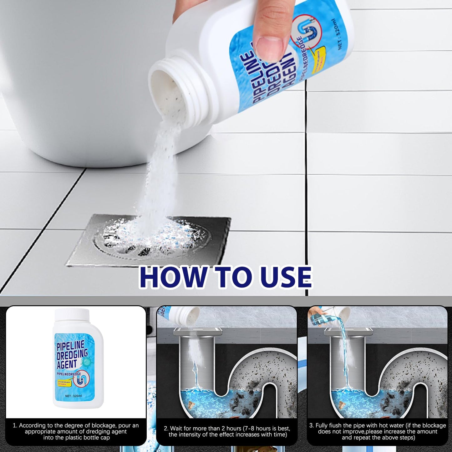 Powerful Pipe Dredging Agent,Pipeline Dredging Agent,Powerful Quick Cleaning Drain,Kitchen Sink Drains and Pipe Cleaner,for Kitchen Bathroom Toilet (1Pc)
