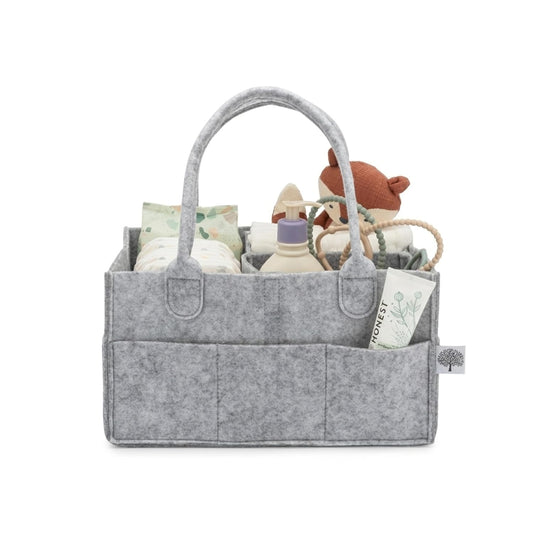 Parker Baby Diaper Caddy - Versatile Nursery Storage Bin & Car Organizer for Diapers - Gray