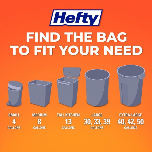 Hefty Small Garbage Bags - Unscented 4 Gallon Size | 34 Count for Easy Waste Disposal